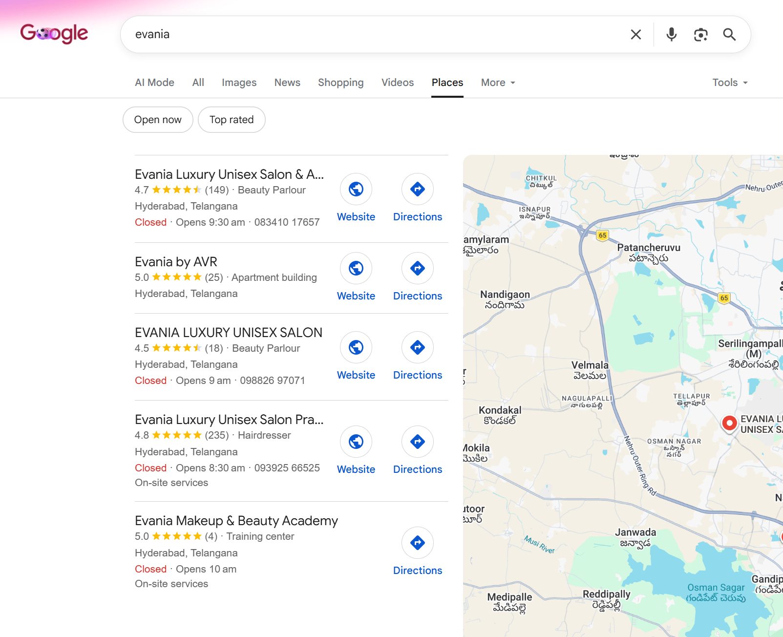 Search Ranking - "evania"