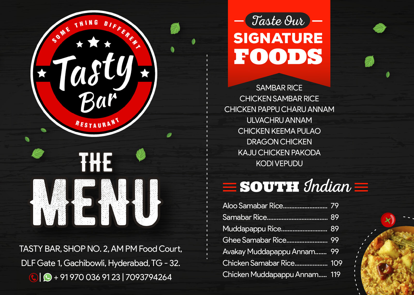 Tasty Bar - Restaurant - Menu Card Artboard